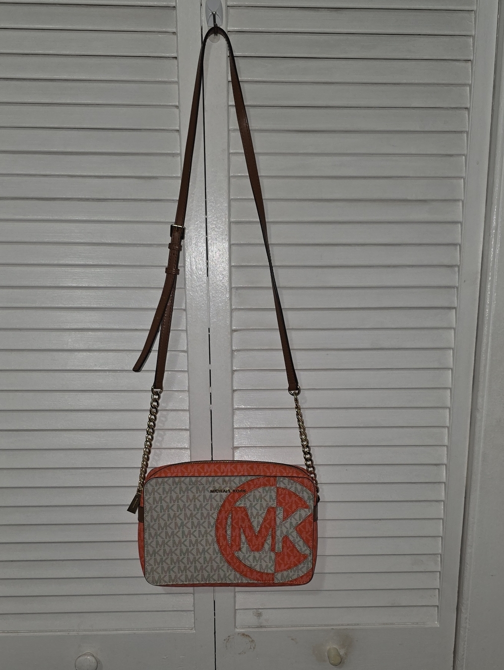 Michael Kors Orange and Brown Crossbody Bag